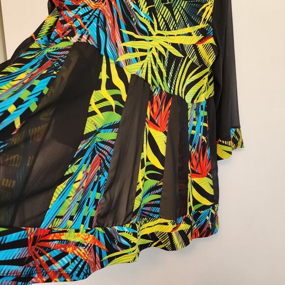 Ali Miles Multicolor Semi-Sheer Duster Cardigan - Flare Waist, Long Sleeve, M - Picture 3 of 9